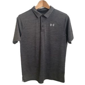 UNDER ARMOUR • Boy's Loose Heat Gear Gray Short Sleeve Collar Button Polo YXL